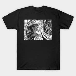 Abstract curves black and white T-Shirt